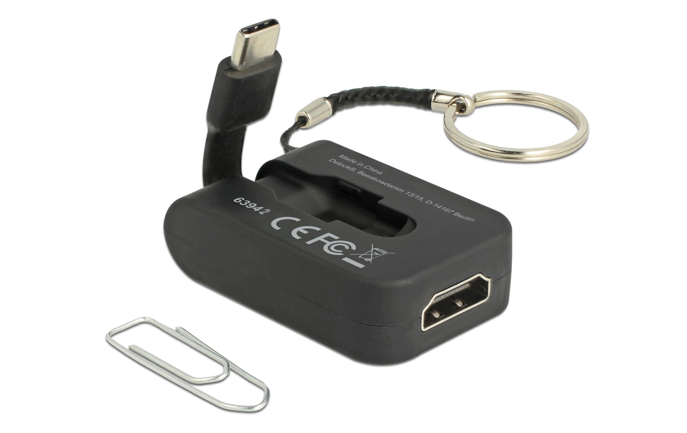 Adapter USB Type-C – VGA mit SchlüsselanhängerDelock USB Type-C Adapter zu VGA (DP Alt Mode) - Schlüsselanhänger