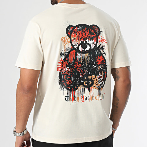 Tee Shirt Oversize Large Art Series Dripping Orange Beige