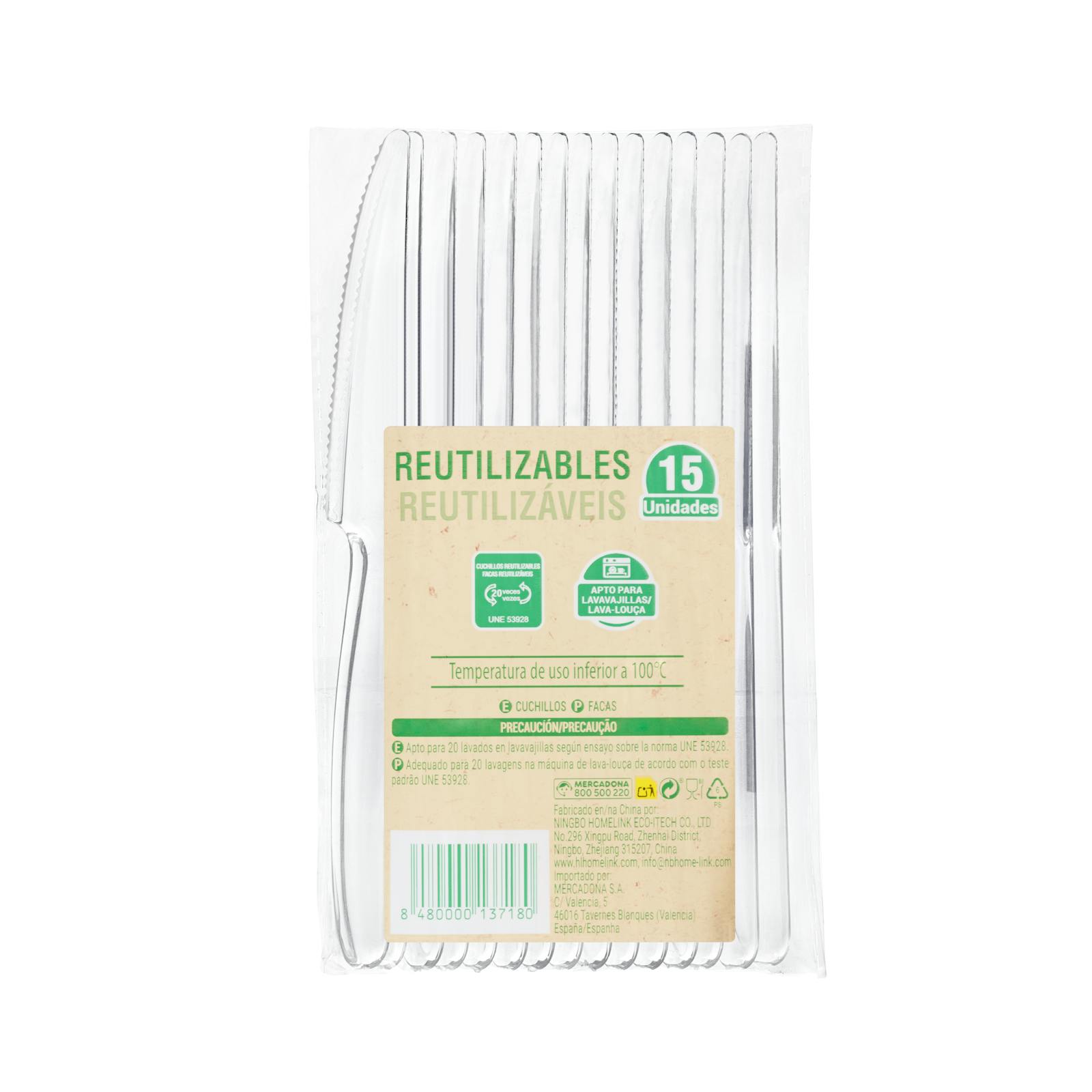 Couteaux réutilisables en plastique Green Forest