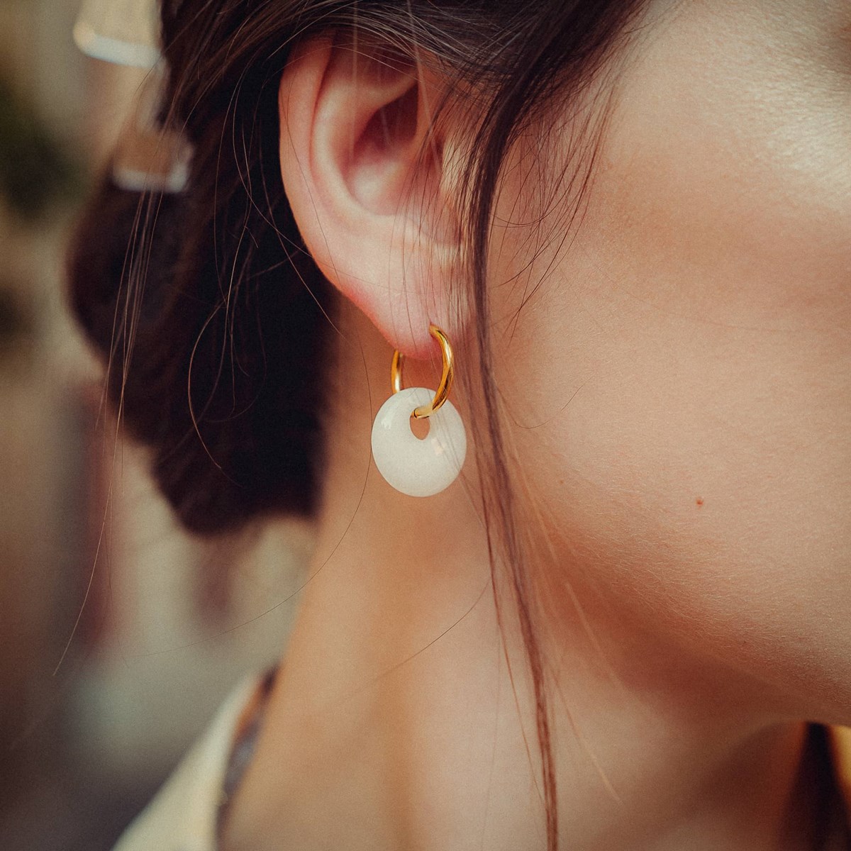 Boucles d'oreilles Blima en pierres Jade blanc
