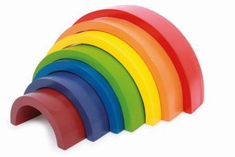 Holzbausteine GROßER REGENBOGEN 7-teilig in bunt
