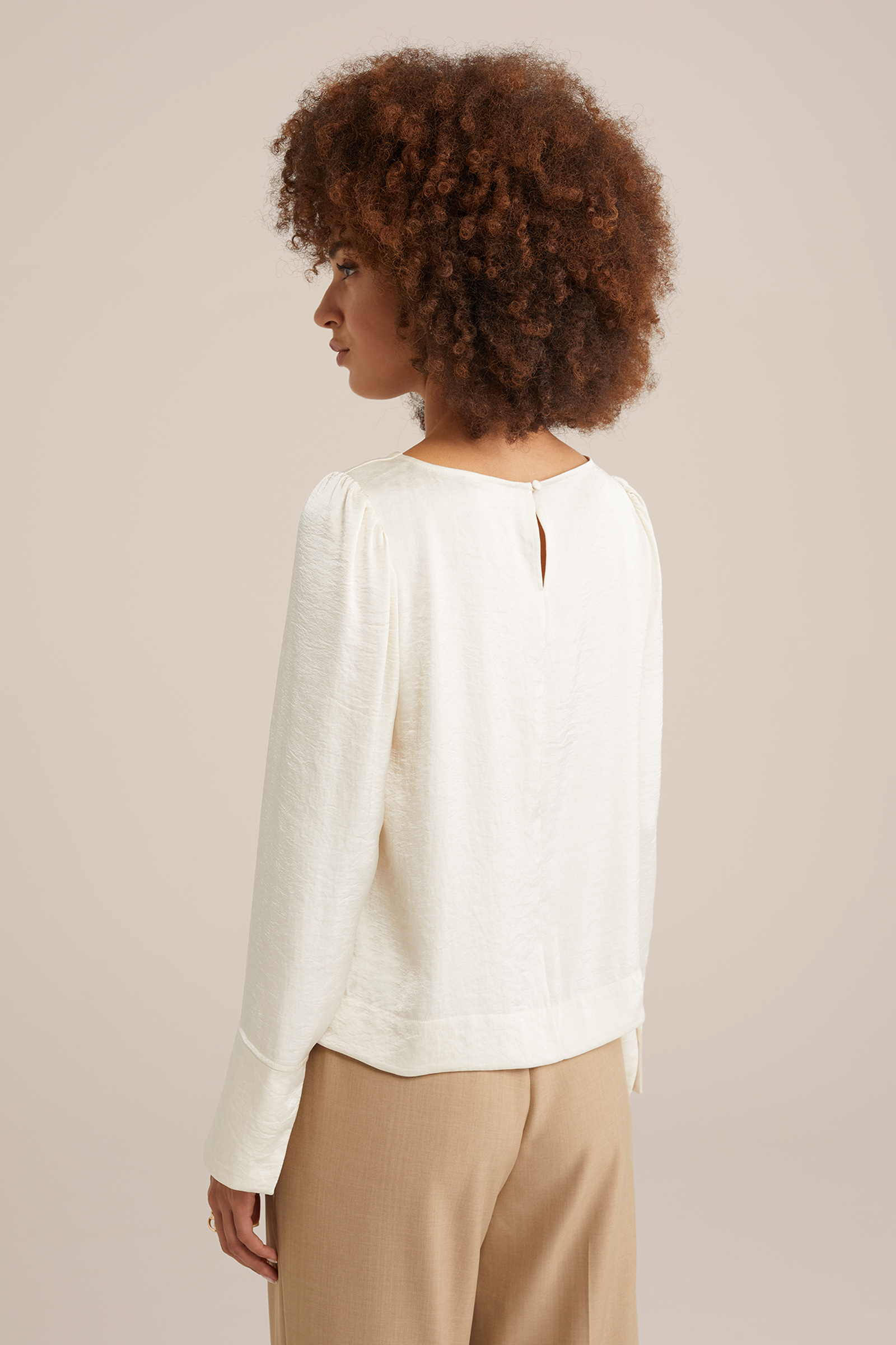 blouse met satijnenlook WE Fashion Gebroken wit