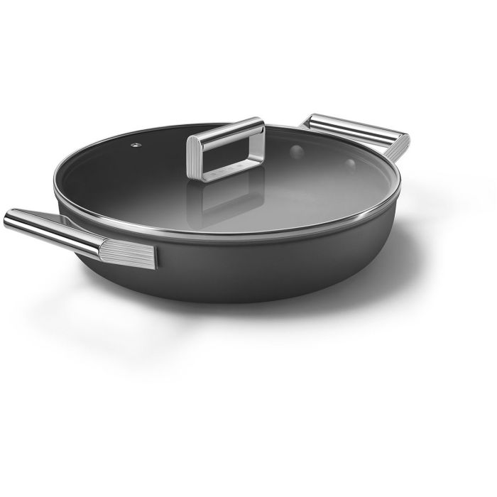 SMEG Schmorpfanne mit Deckel 28 cm CKFD2811BLM Schwarz