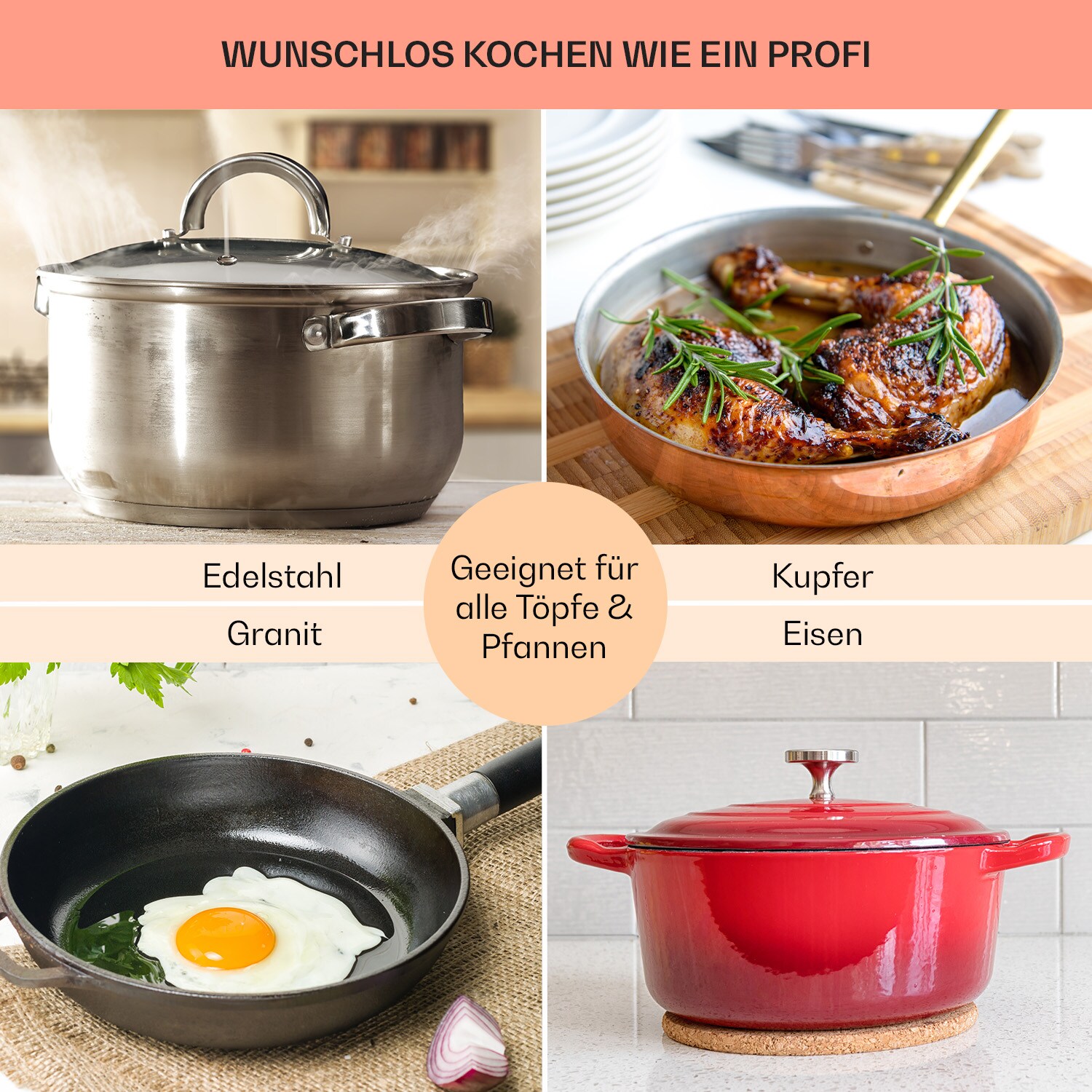 Cookbuddy Doppel-Kochfeld 2400W 5 Leistungsstufen Glaskeramik Schwarz
