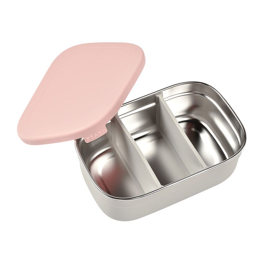 Lunchbox en inox gris velours/powder pink - Ecru