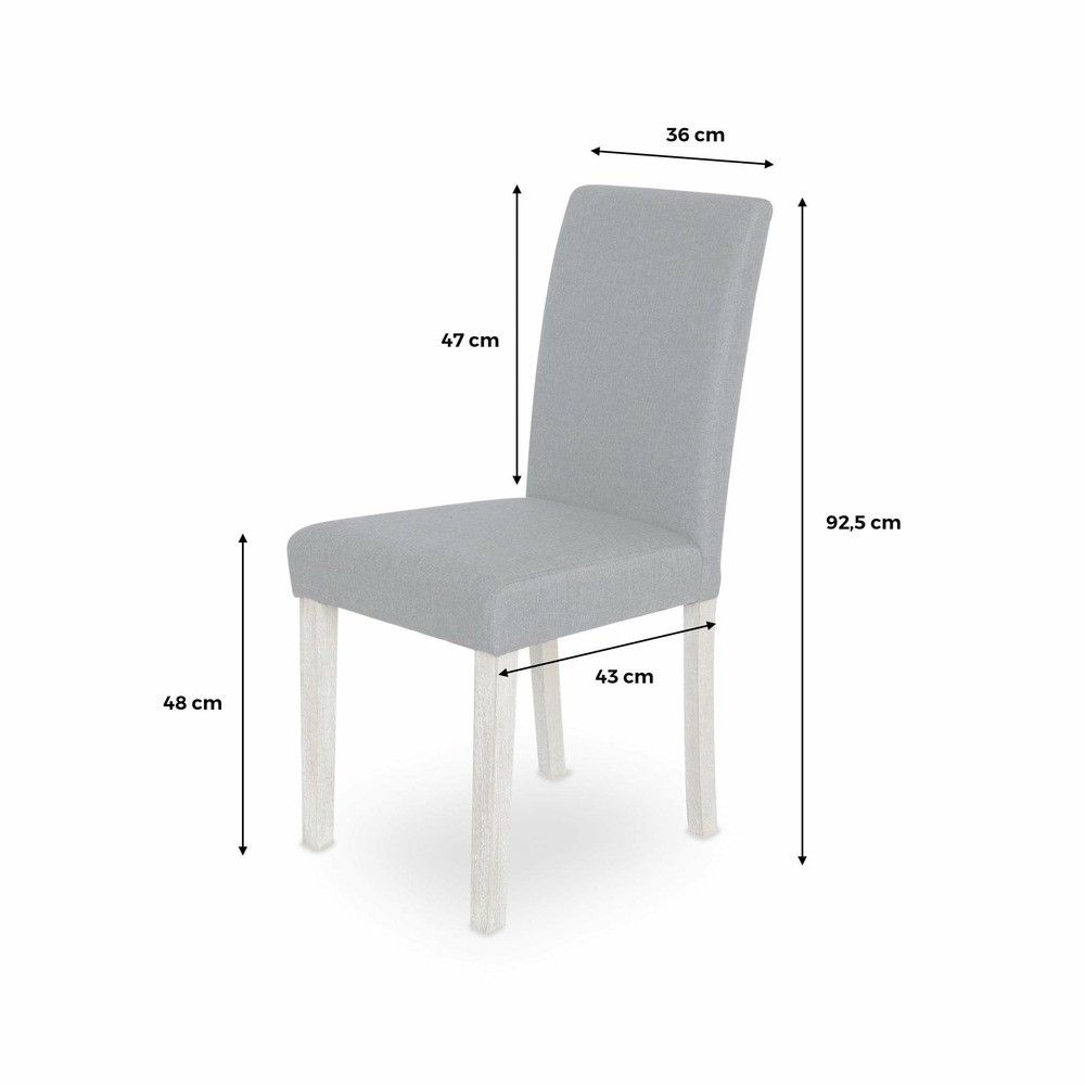 Lot de 4 chaises - rita - chaises en tissu. Pieds en bois cérusé. Gris foncés