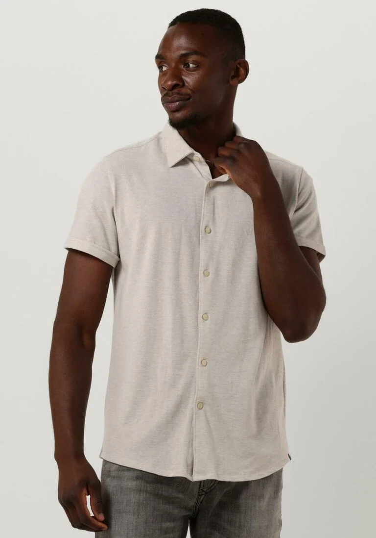DSTREZZED witte dstrezzed casual overhemd shirt melange pique