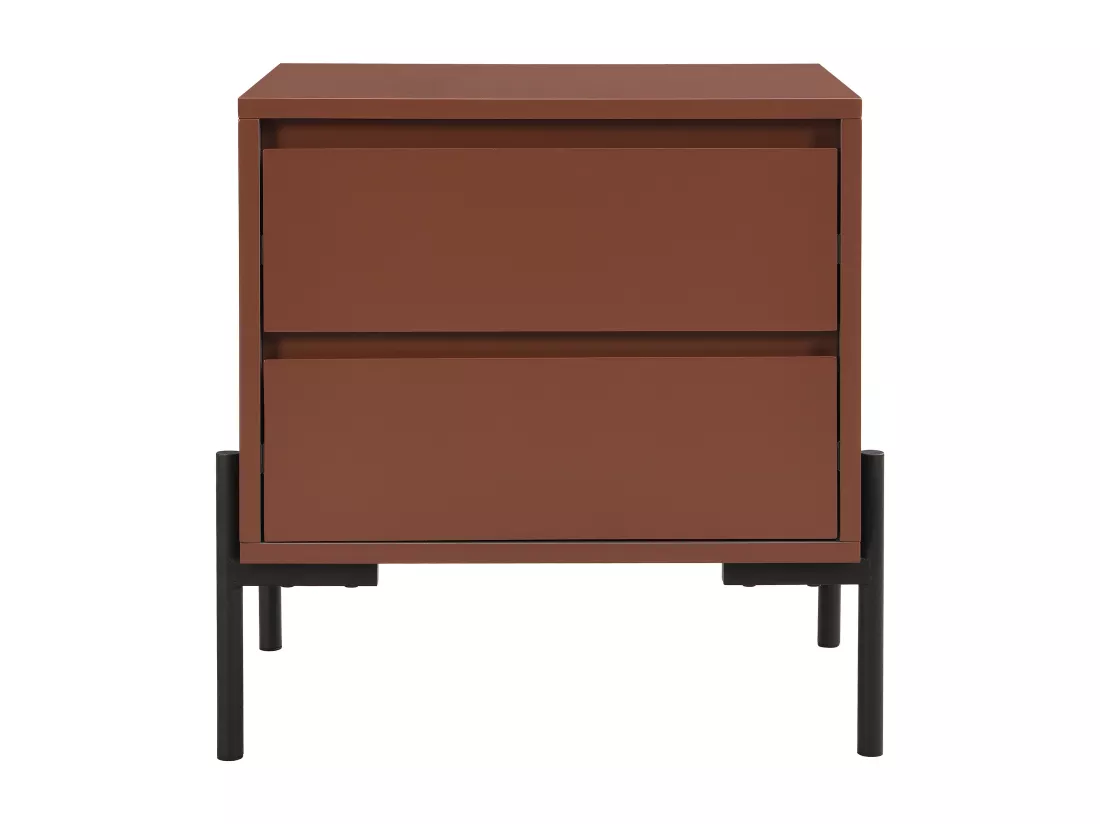 Table de chevet 2 tiroirs - MDF et métal - Terracotta et noir - KORASA de Pascal Morabito