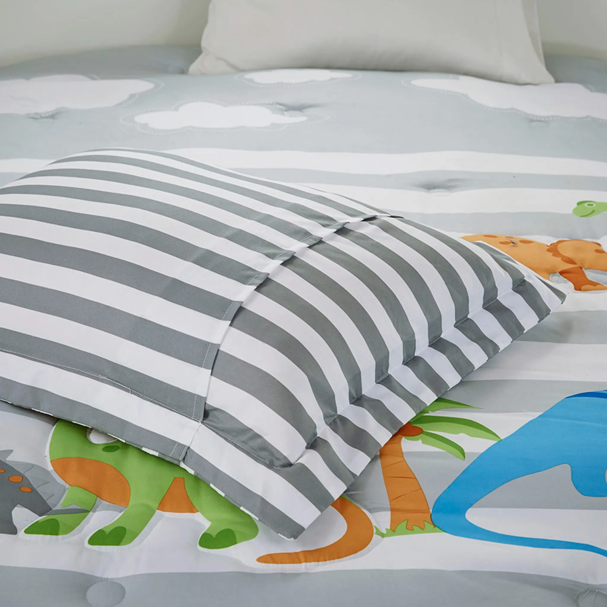 Clément - Maison Douillette 3 Morceaux Lit Simple - Dinosaures