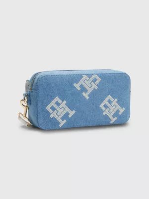 Bolsa de câmera icônica em jeans com monograma
