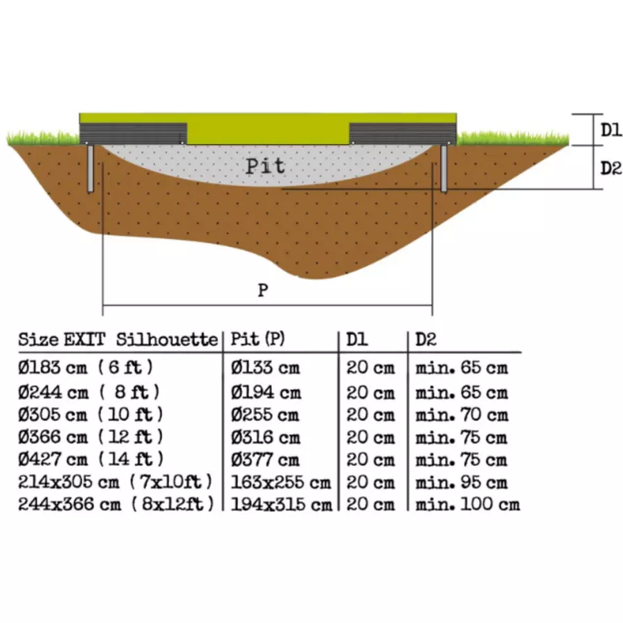 EXIT Bodentrampolin Silhouette ø305 cm mit Sicherheitsnetz - grün
