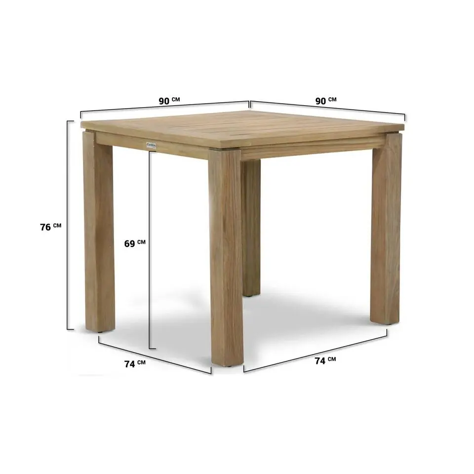 Tuinset 4 personen 90 cm Aluminium/wicker Taupe Coco Vedra/Bristol