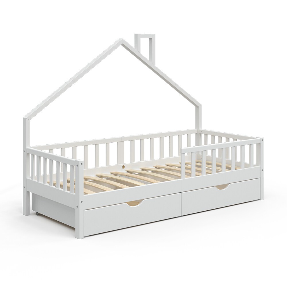 VitaliSpa Hausbett Kinderbett Spielbett Noemi 90x200cm Schubladen Rausfallschutz