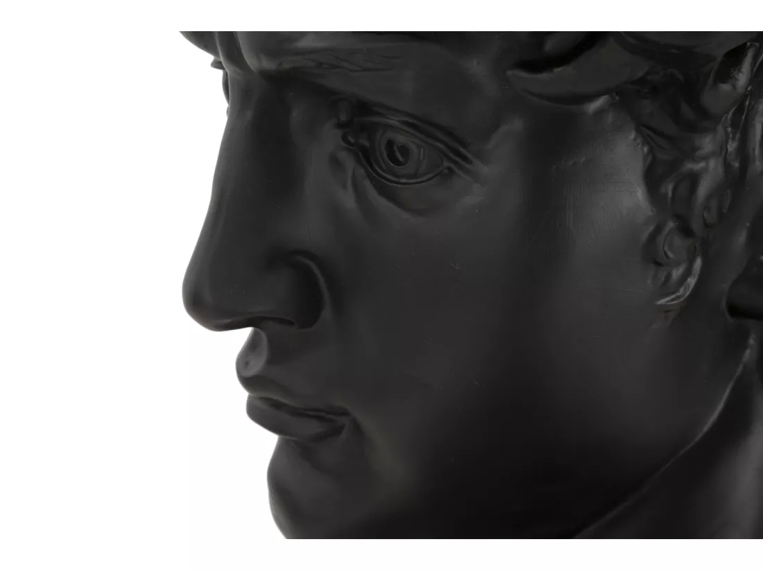 SCULPTURE TÊTE ANCIENNE NOIRE 44X35,5X60 CM
