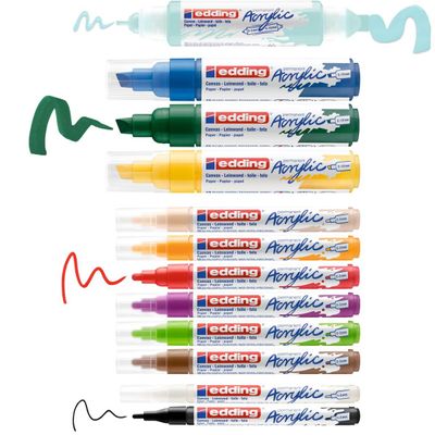 edding basic Creative Set - marker and twin-tip paint marker set - 12 pièces