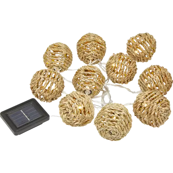 Solar-Lichterkette Rattanbälle