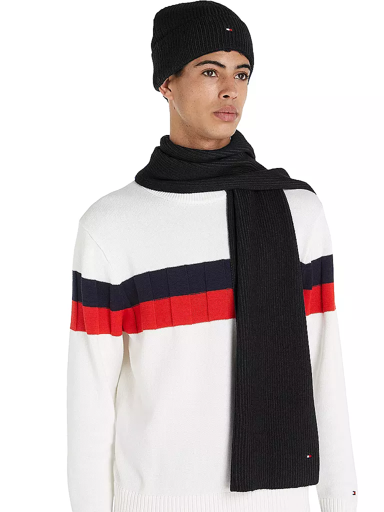 TOMMY HILFIGER Geschenkset Mütze und Schal schwarz
