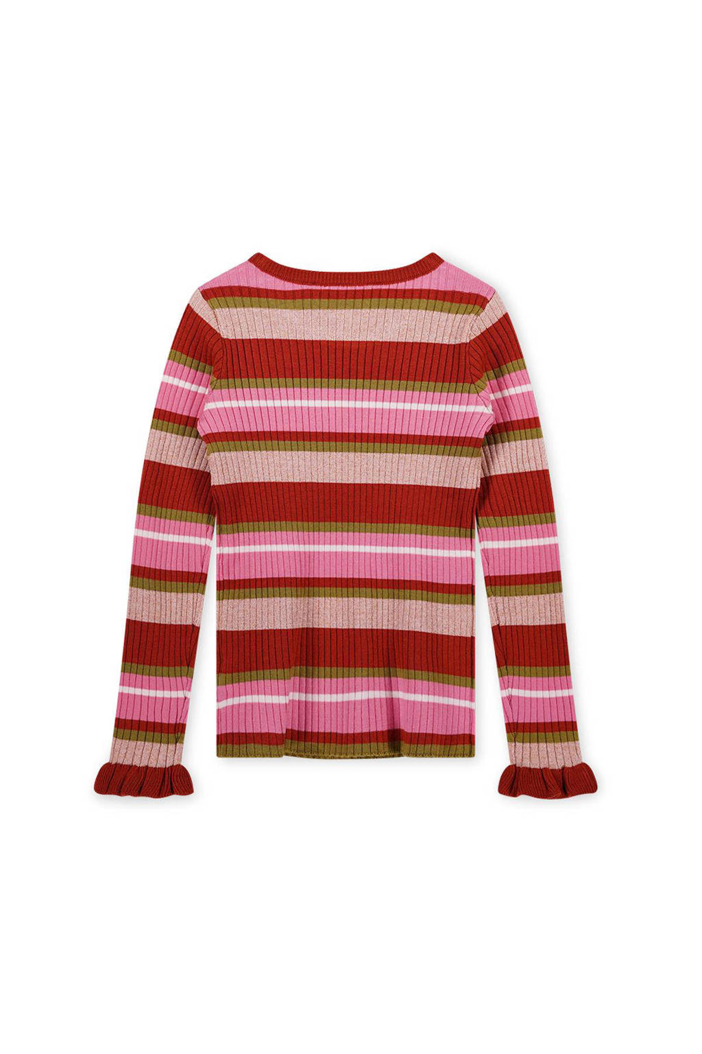 Moodstreet gestreepte longsleeve rood/roze/beige