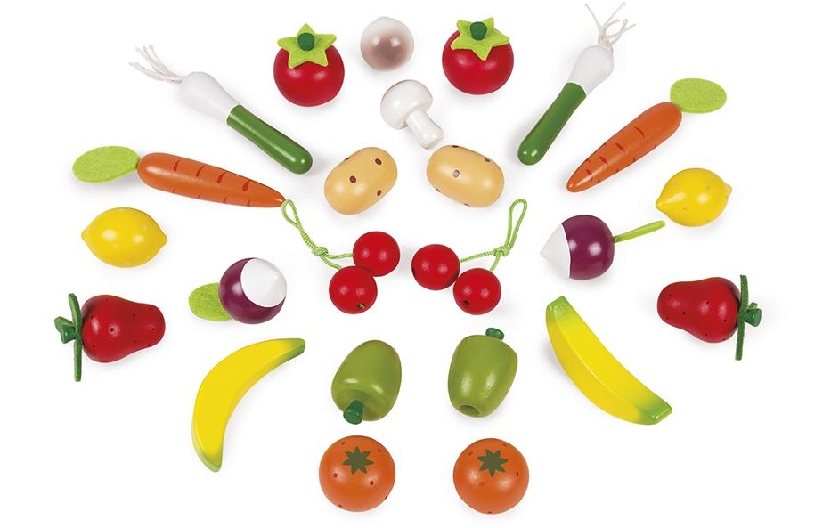 Spiel-Lebensmittel Obst- und Gemüsekorb 24-teiligSpielset für Küche oder Kaufmannsladen