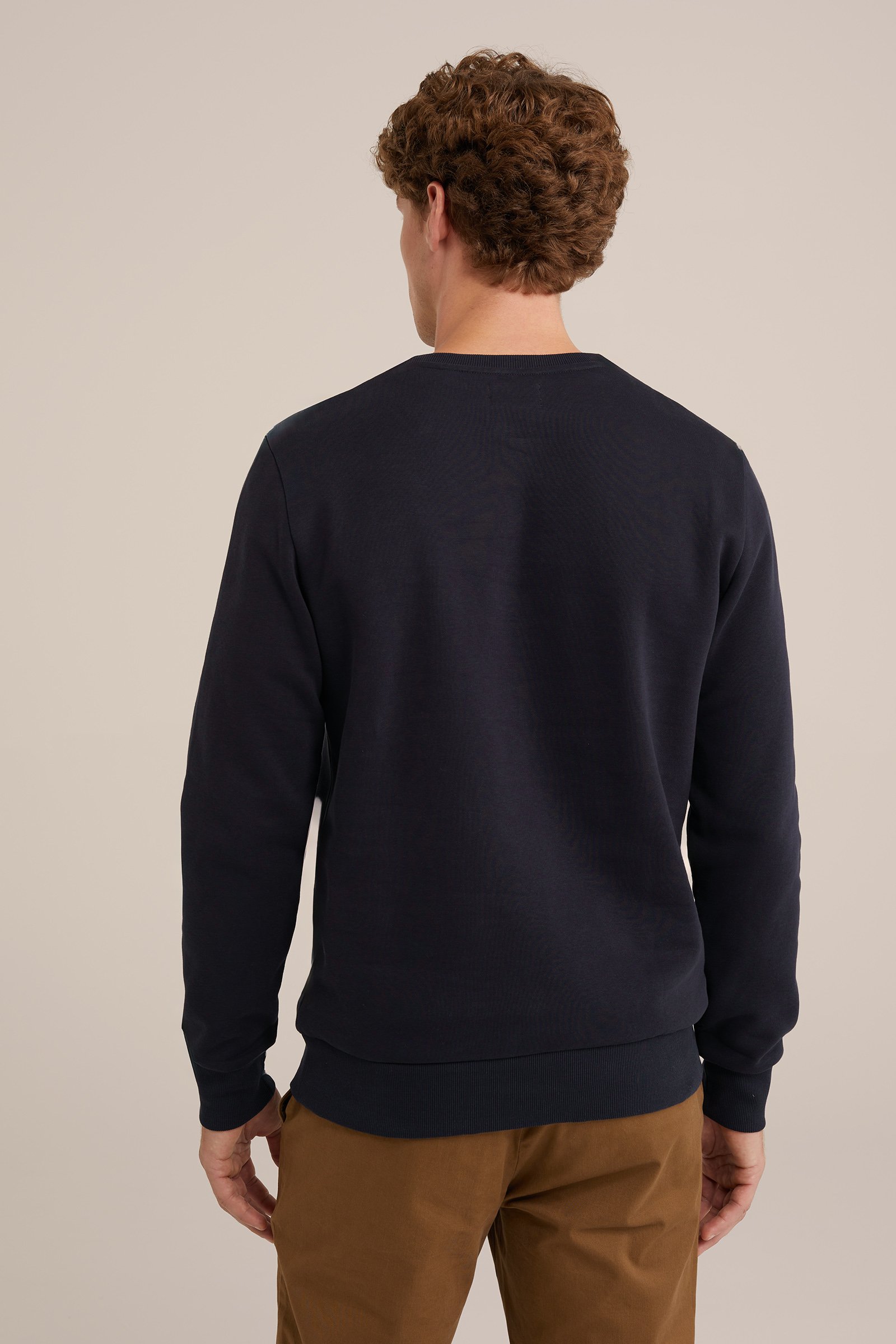 sweater met opdruk WE Fashion Donkerblauw