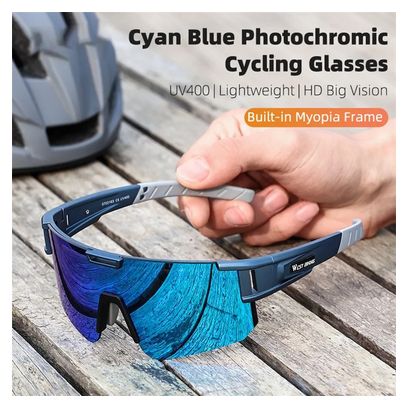 Lunettes de soleil de sport photochromiques UV400 - bleu