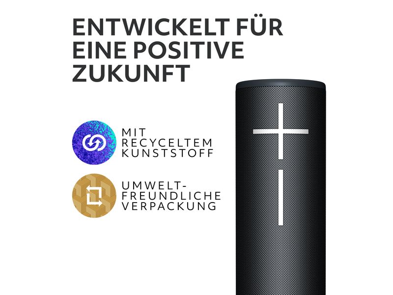 Ultimate Ears Bluetooth Speaker MEGABOOM 4 Schwarz Portabler Lautsprecher, wasserdicht, mit imposantem 360°-Sound und tiefen Bässen