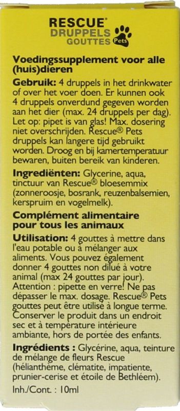 Bach Rescue Remedy Pets Druppels - Dieren Antistressmiddel - 10 ml