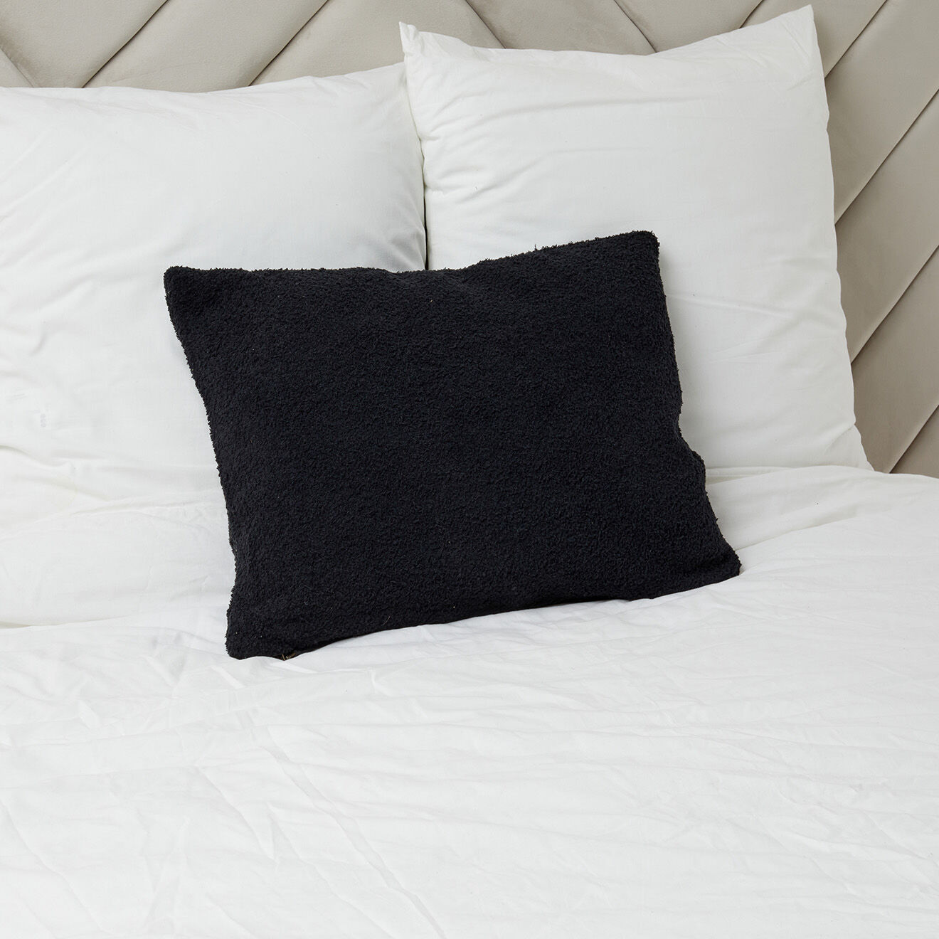 Haomy Housse de coussin bouclette Erode noire - 40x60 cm