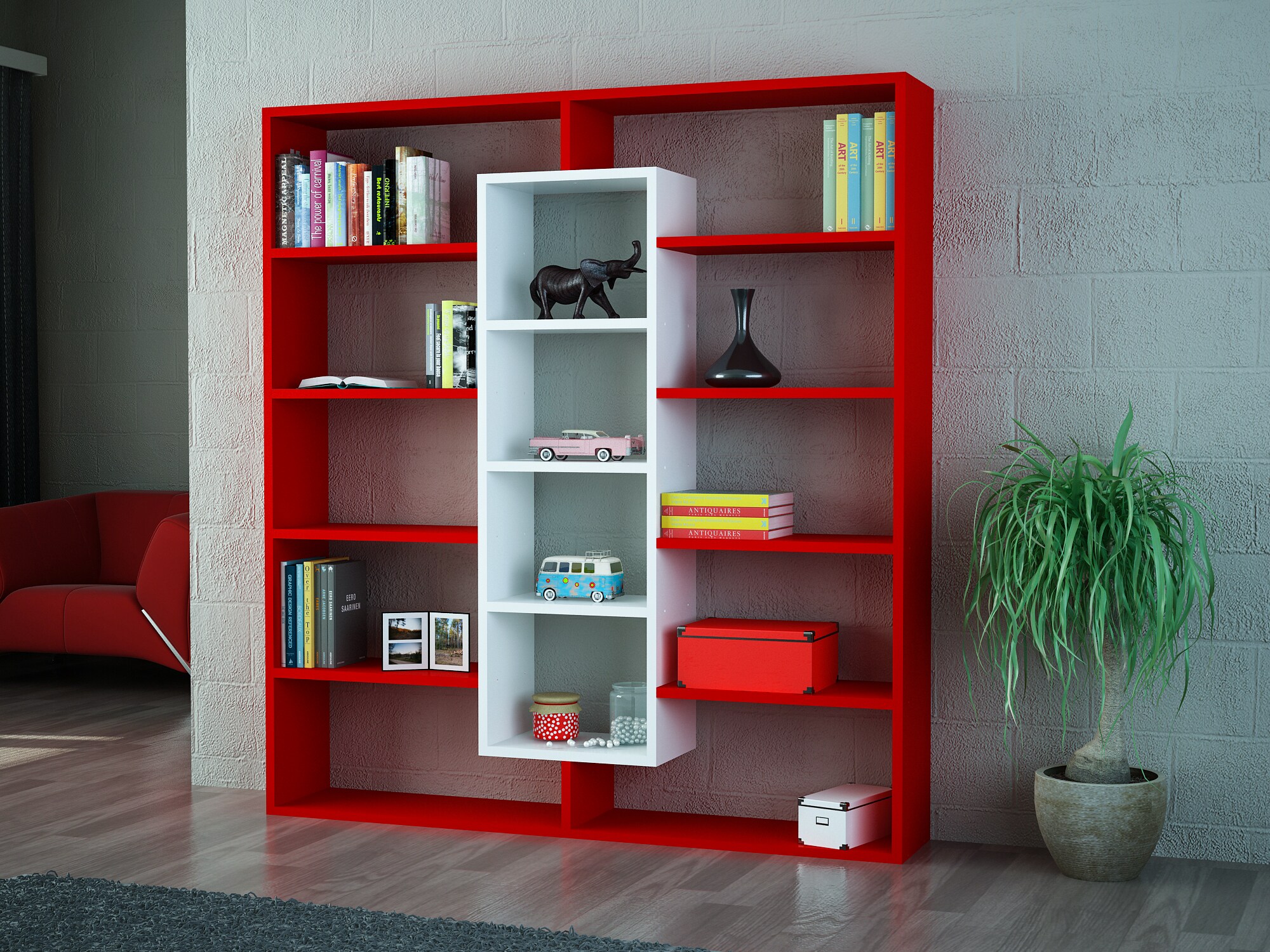Bücherregal Ample RotWeiß