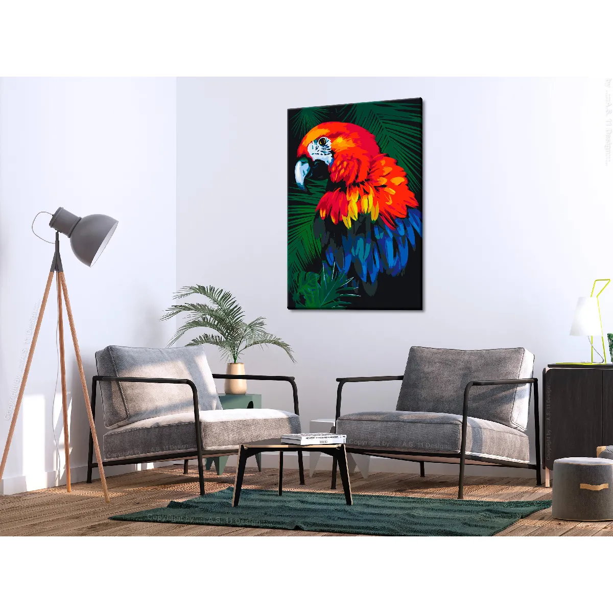 Decoshop26 Perroquets Peinture par Numéros 40x60