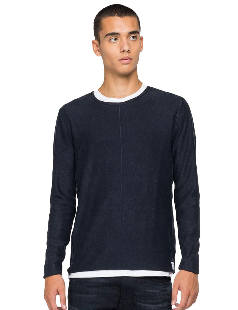 REPLAY PULL MAILLE REGULAR DARK NAVY