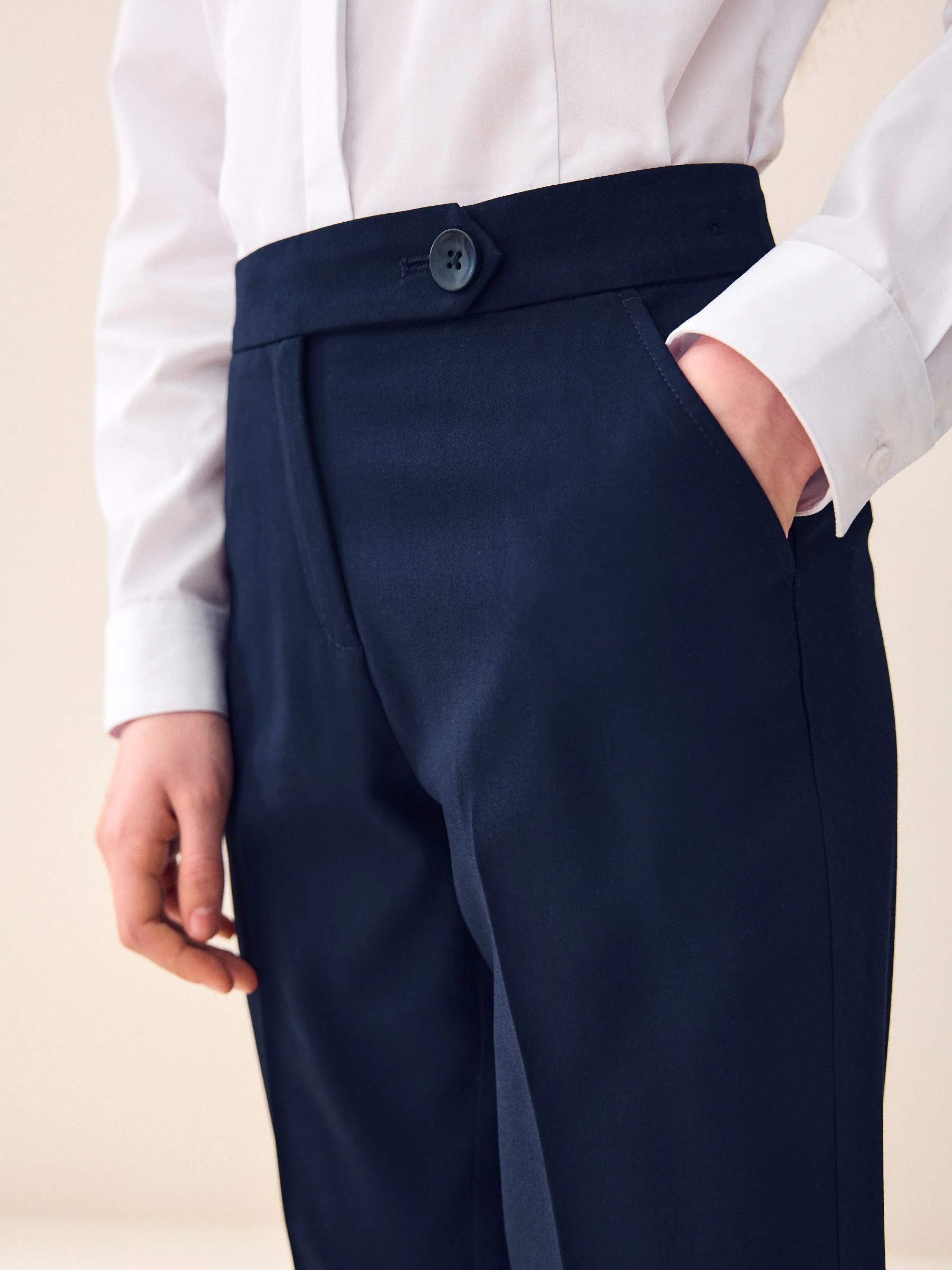 Donkerblauw - Schoolbroek met rechte voorkant (3-18 jr)