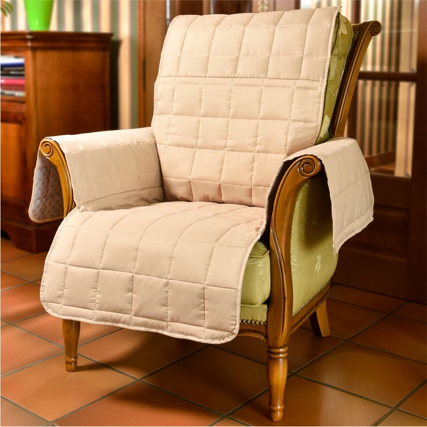 Protège fauteuil matelassé beige / Protège canapé matelassé 2 ou 3 places beige