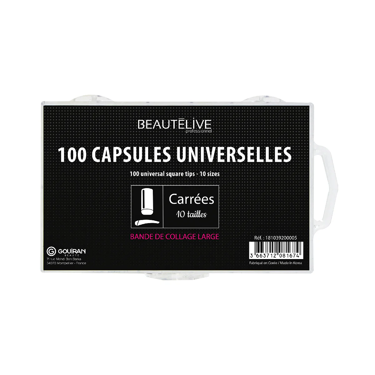 Capsules pour ongles avec bandes de collage large x100