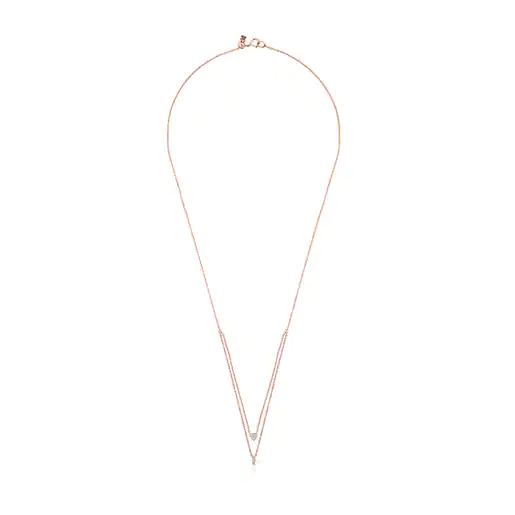 Colar em ouro rosa com dois motivos de diamantes 45cm Les Classiques