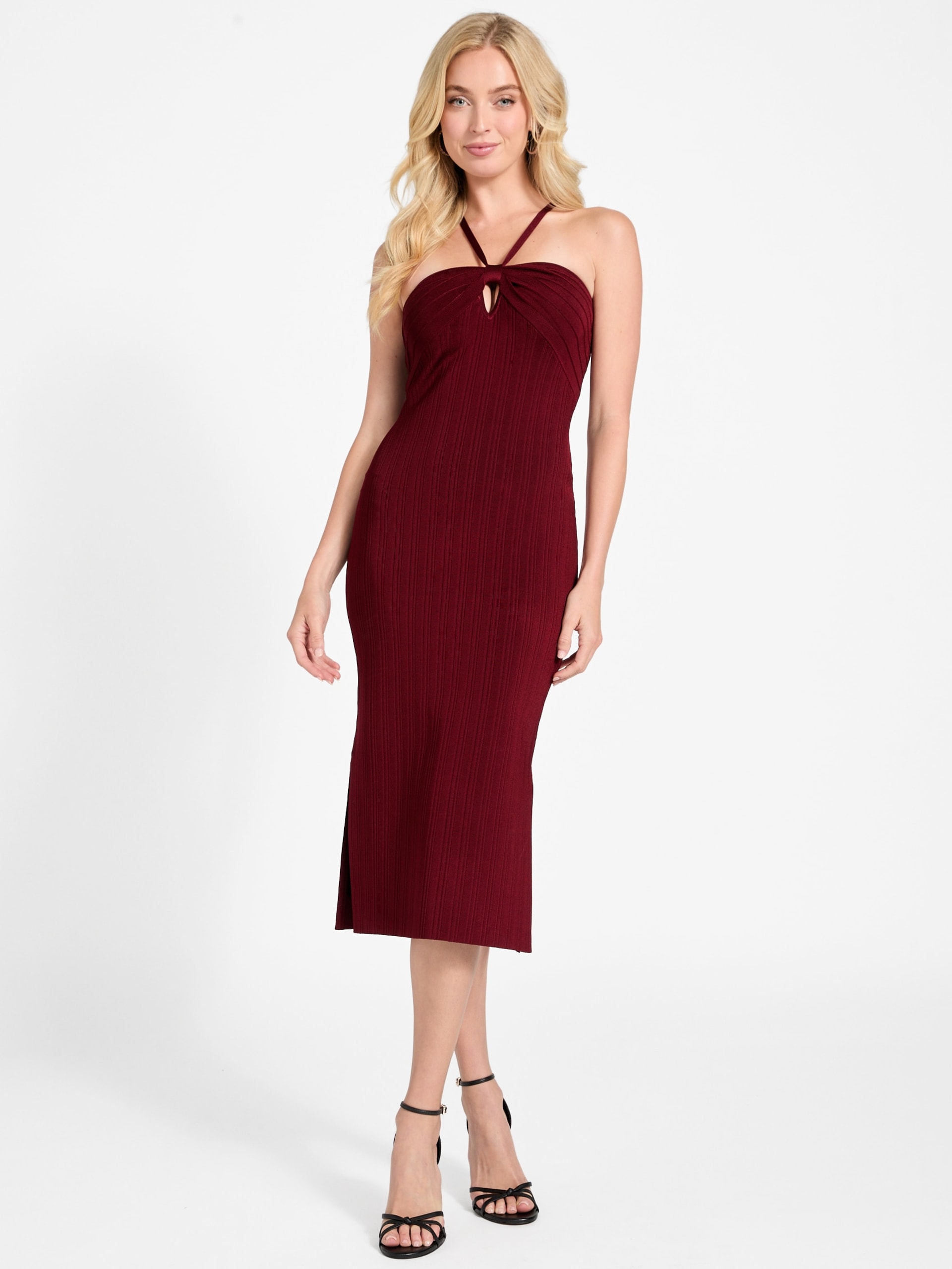 Vestido de malha Sofie com decote em forma de fechadura