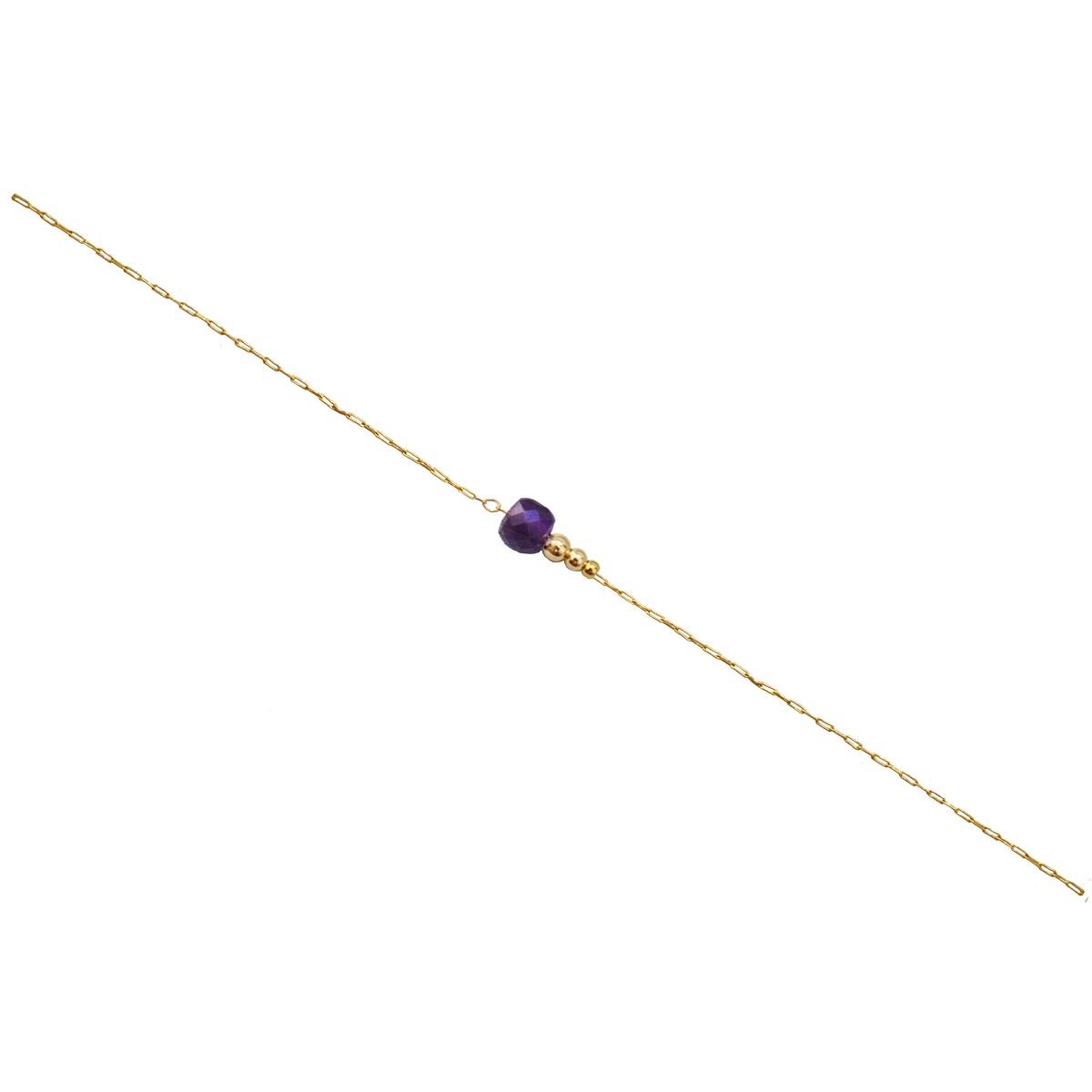 Bracelet  fin orné d une perle semi-precieuse  d 'amethyste