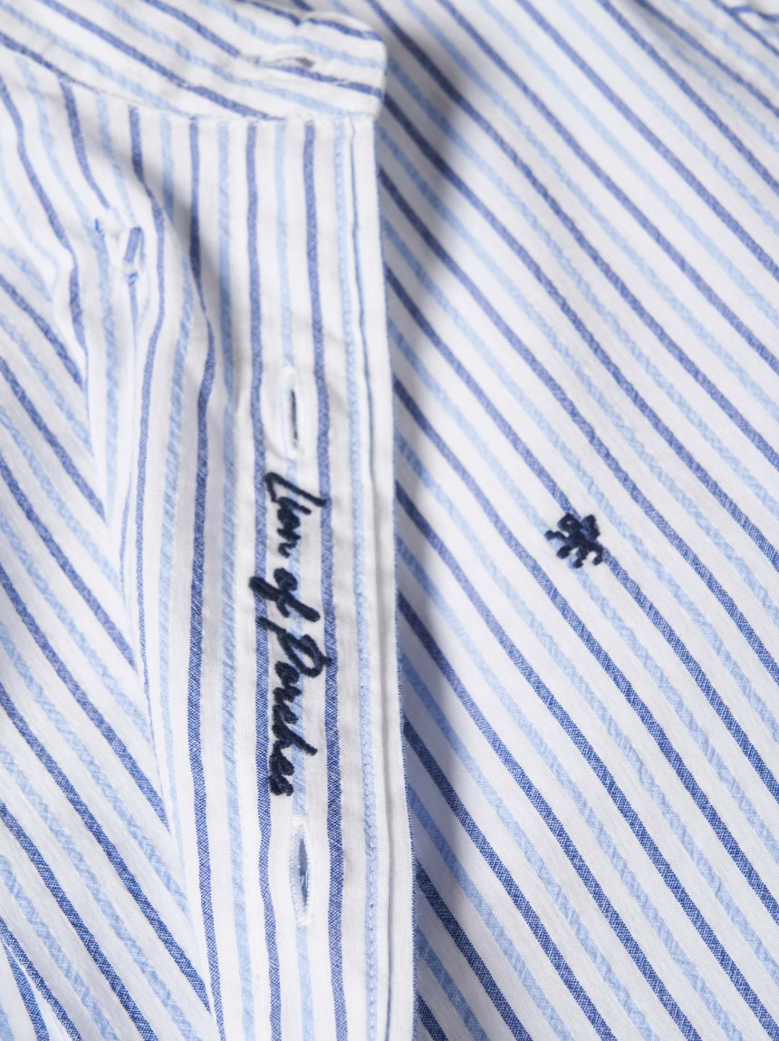 Camisa às riscas em algodão