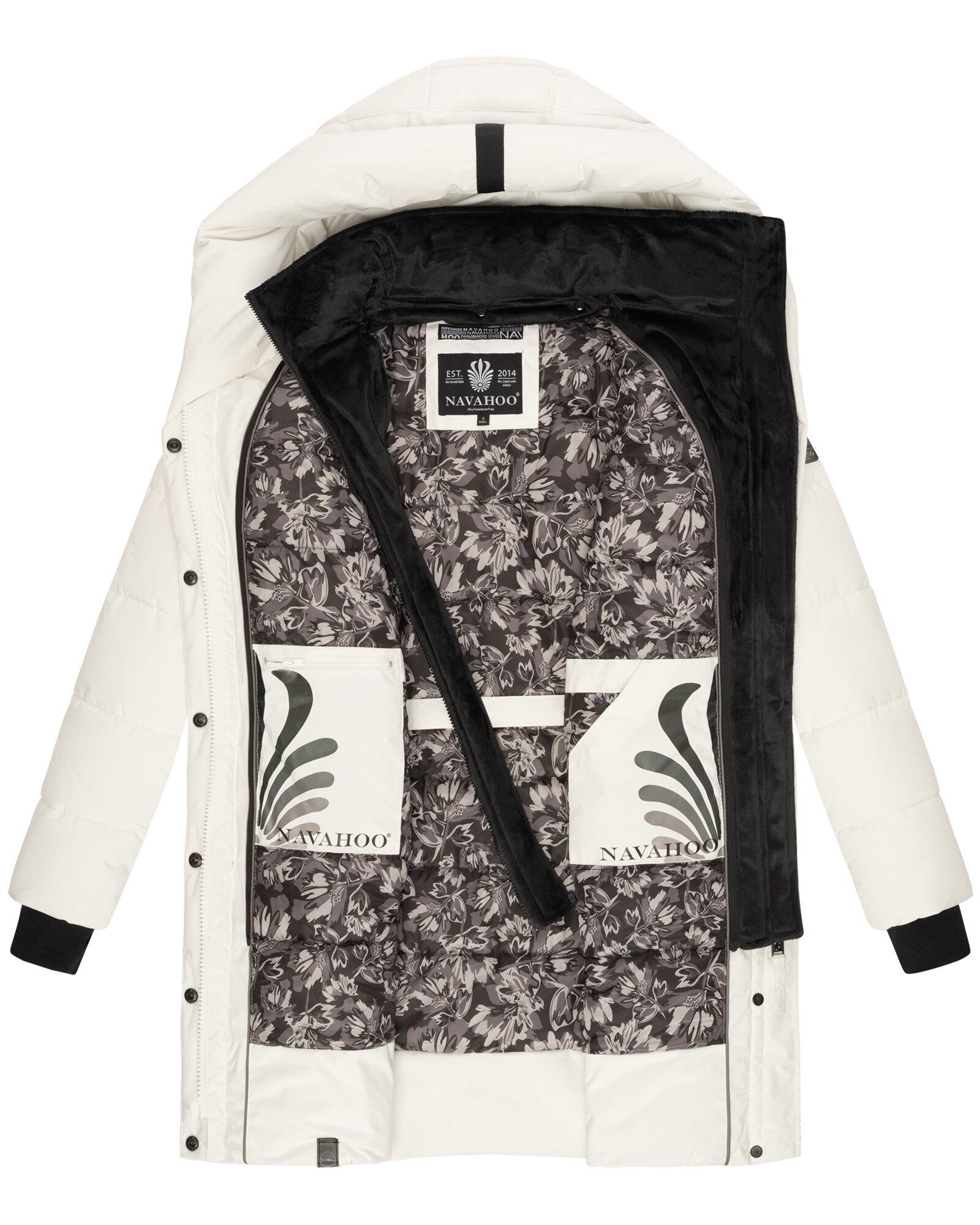 NAVAHOO Damen Winter Steppmantel Stepp Jacke Mantel Parka mit Kapuze Knutschilein