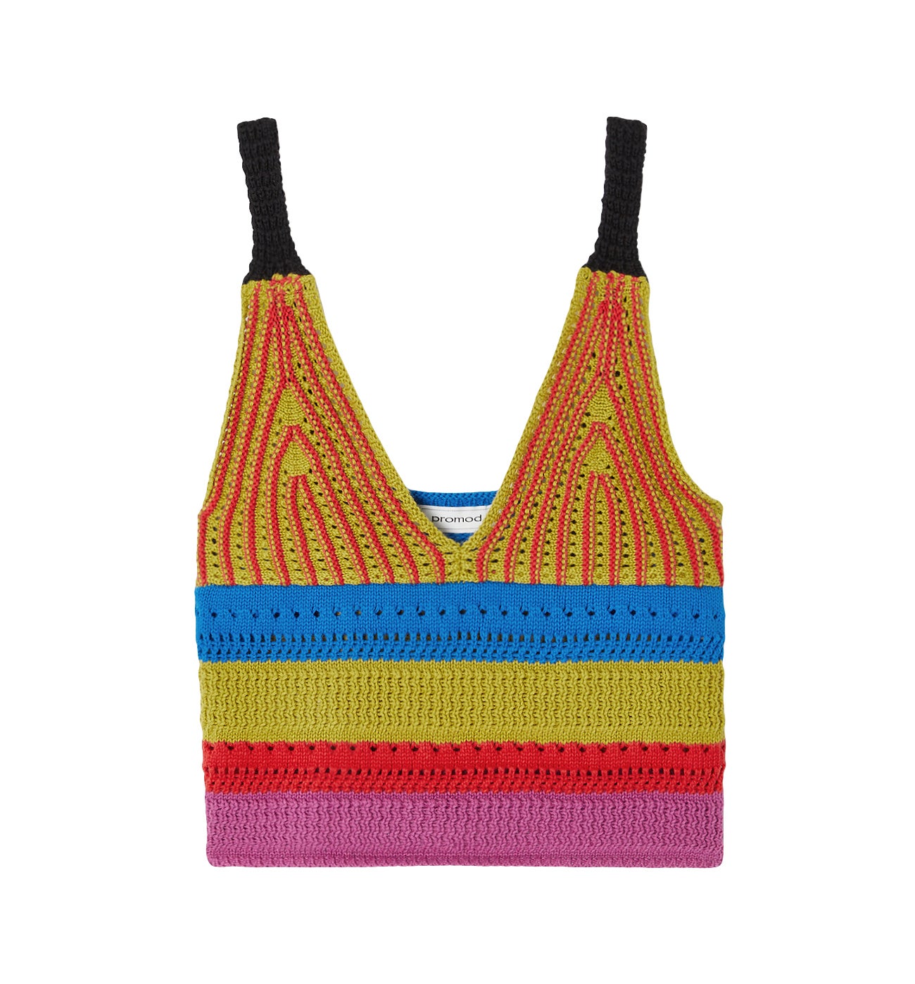 Crop top en crochet Femme - Rayures multicolores