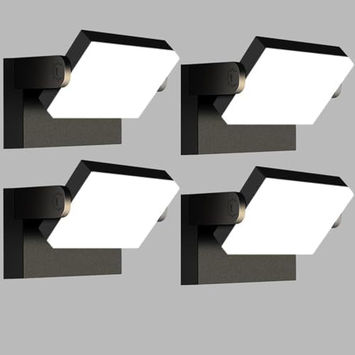 Kingwen 4 Stücke 40W LED Wandleuchte Innen/Aussen Wandlampe Schwarz 6000K LED Aussenleuchte mit 360°Schwenkbar Modern Wandlampe Panel Außenlampe Wandbeleuchtung innen IP65
