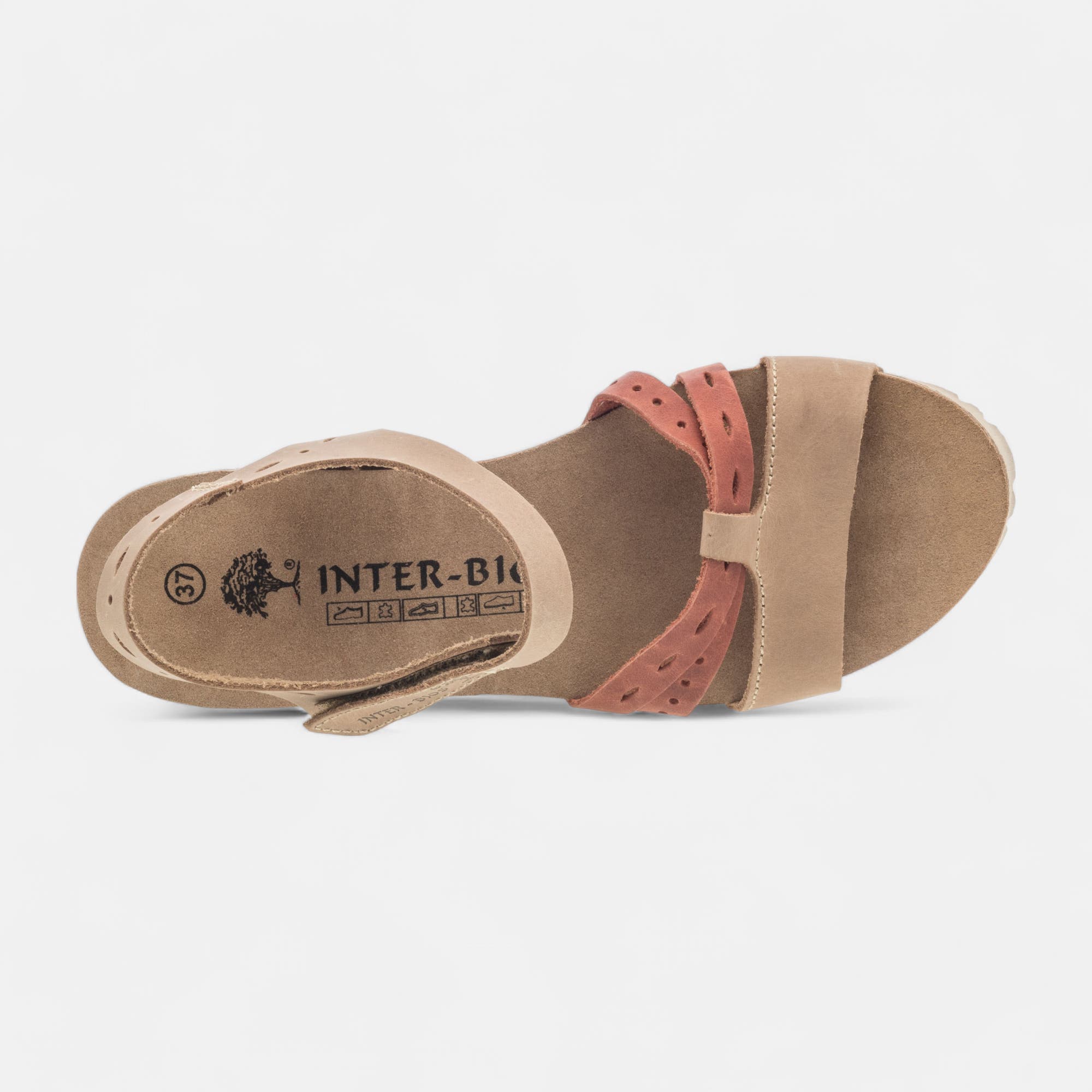 Mules semelle liège à talon compensé Femme en cuir beige
