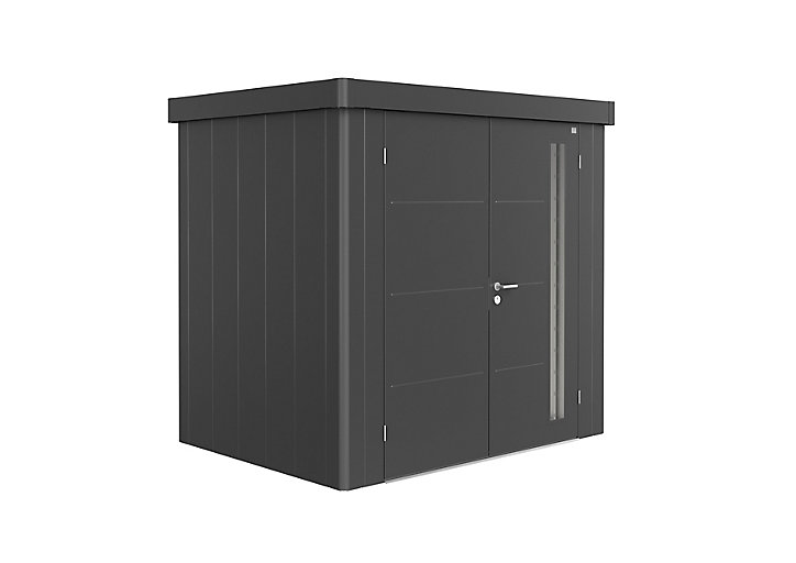 Abri de jardin double porte Biohort Neo 1B en métal coloris gris foncé métallique ép.0,53 mm surface extérieure 3,6 m²