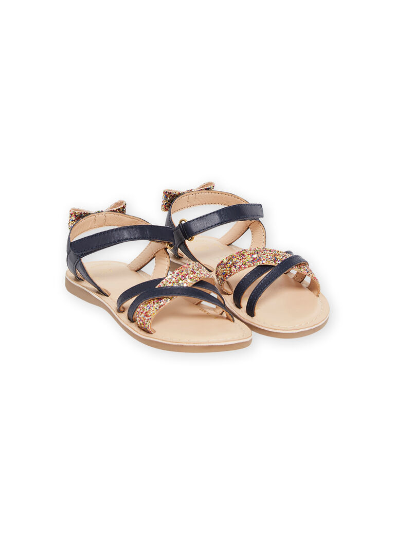 Sandales bleu marine à paillettes enfant fille