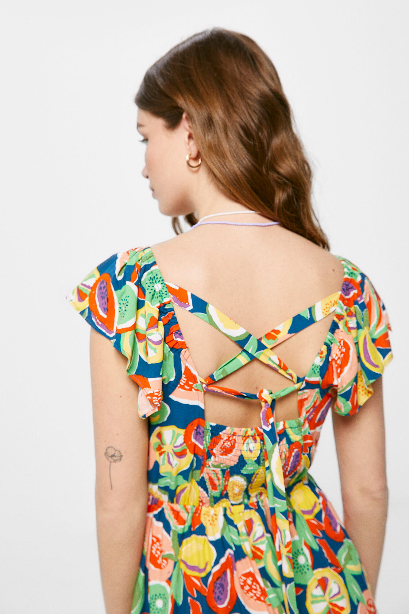 Vestido midi com costas cruzadas - Azul