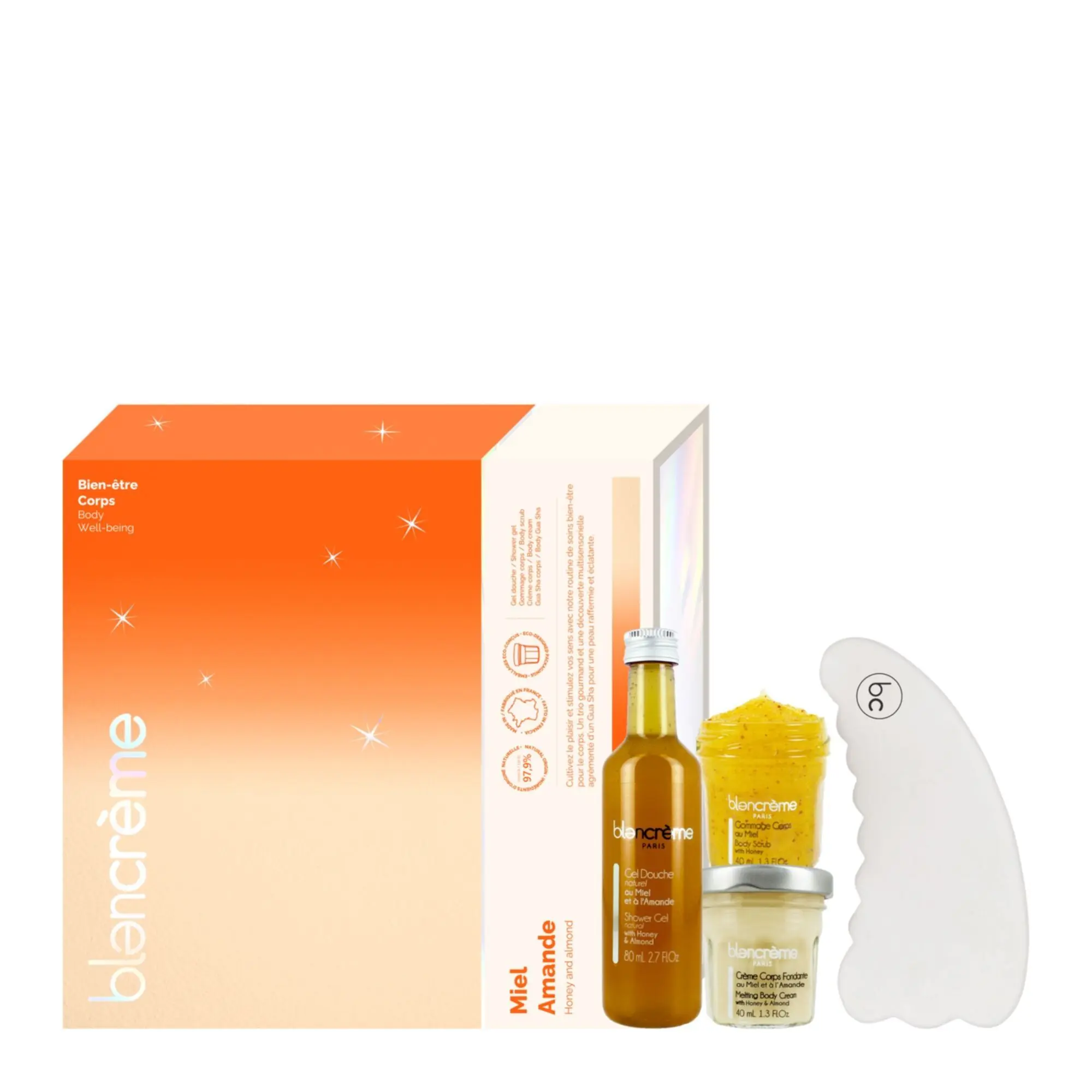 Blancrème - Coffret Gua Sha Gommage, Gel Douche, Crème Corps & Gua Sha- Femme