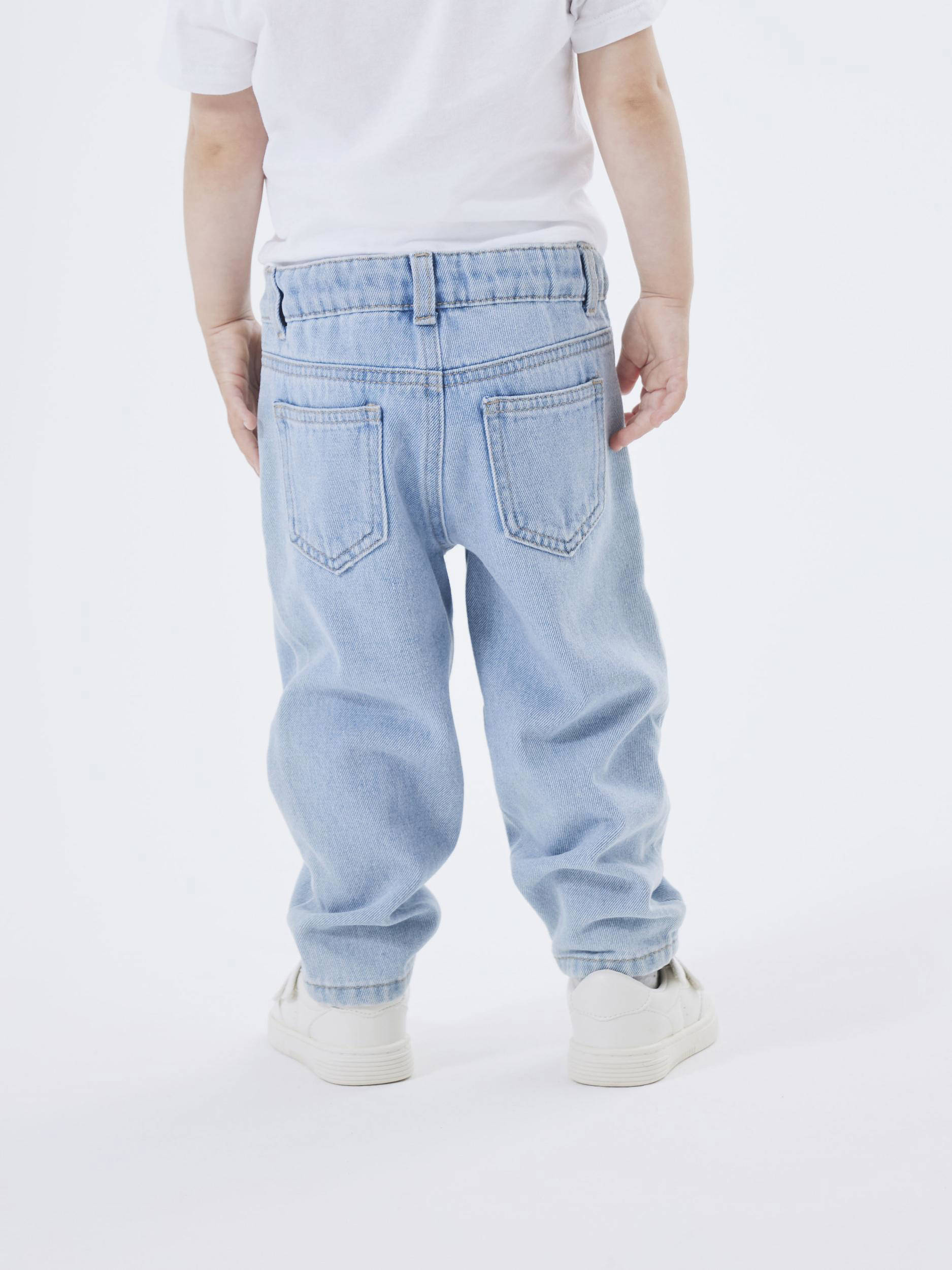 NAME IT gebloemde mom jeans NMFBELLA light blue denim
