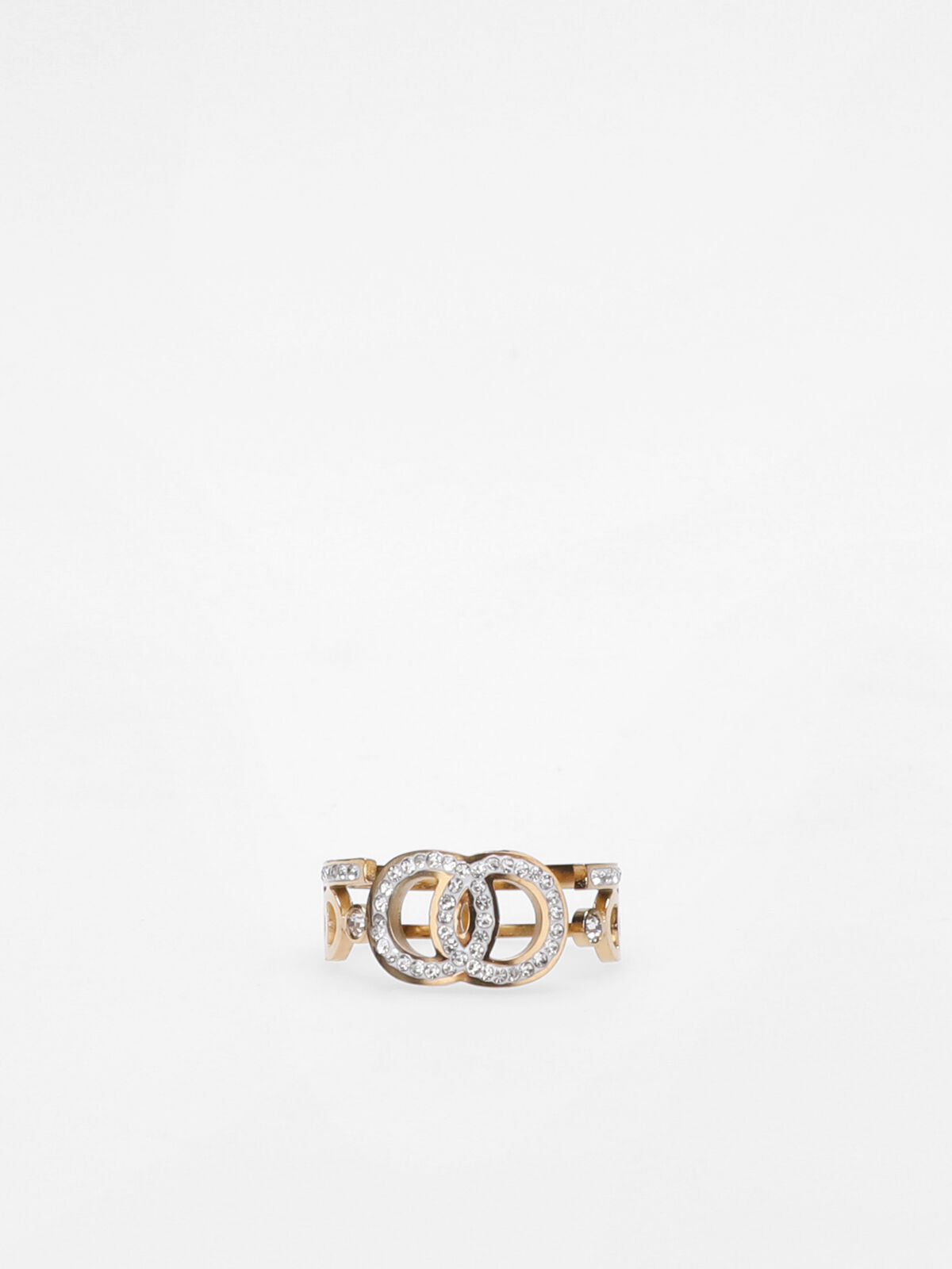 Bague ouverte avec cercles en strass- Doré