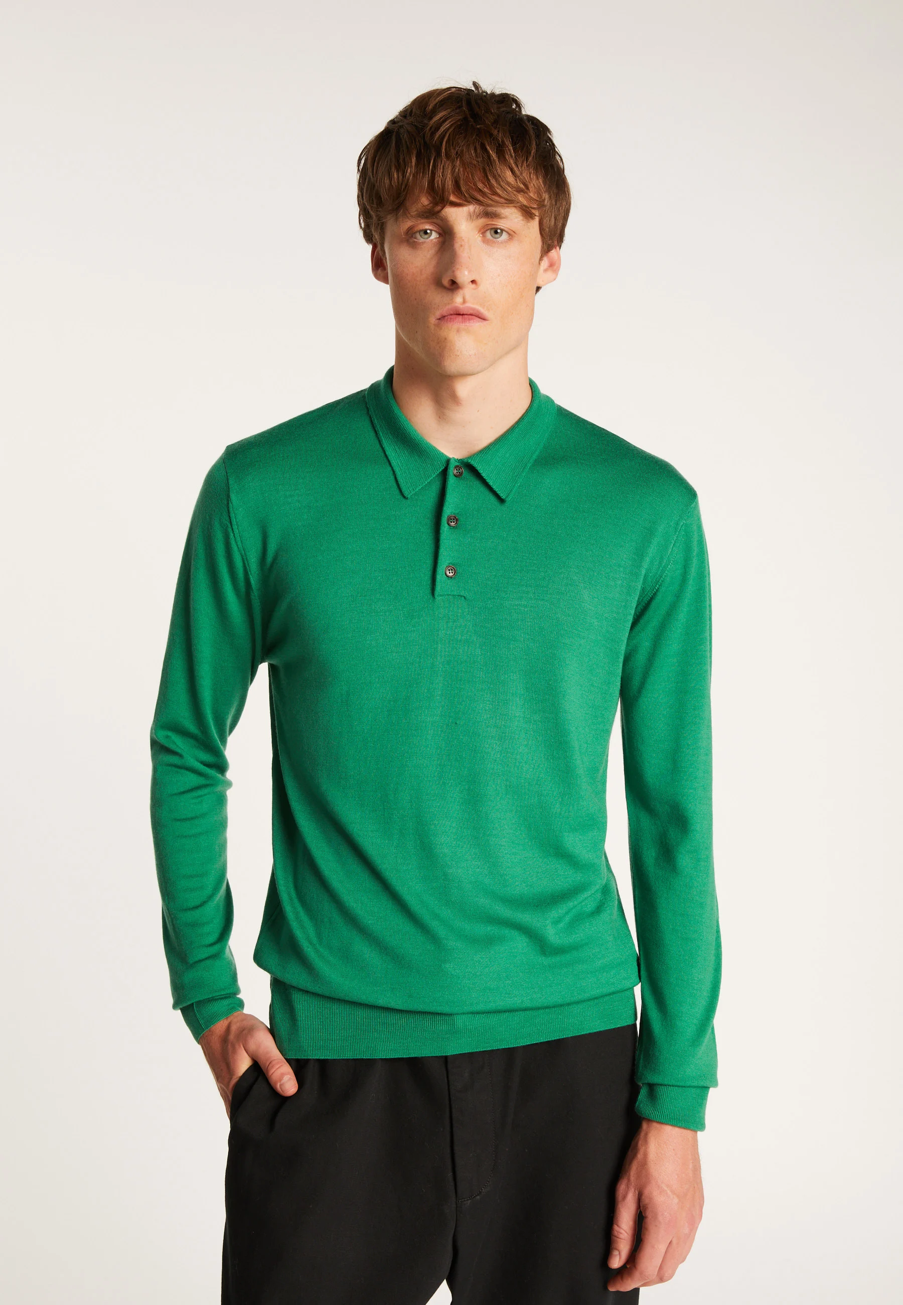 ENIAH24 - Pull col polo en laine mérinos | Vert