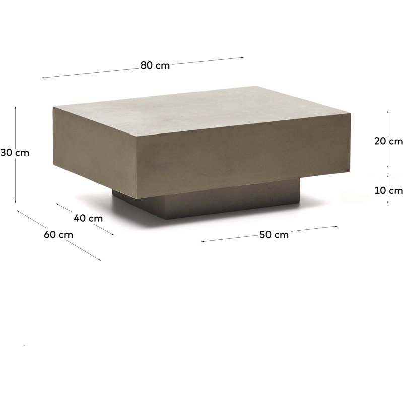 Table basse Rustella - ciment  L 80 x P 60 cm